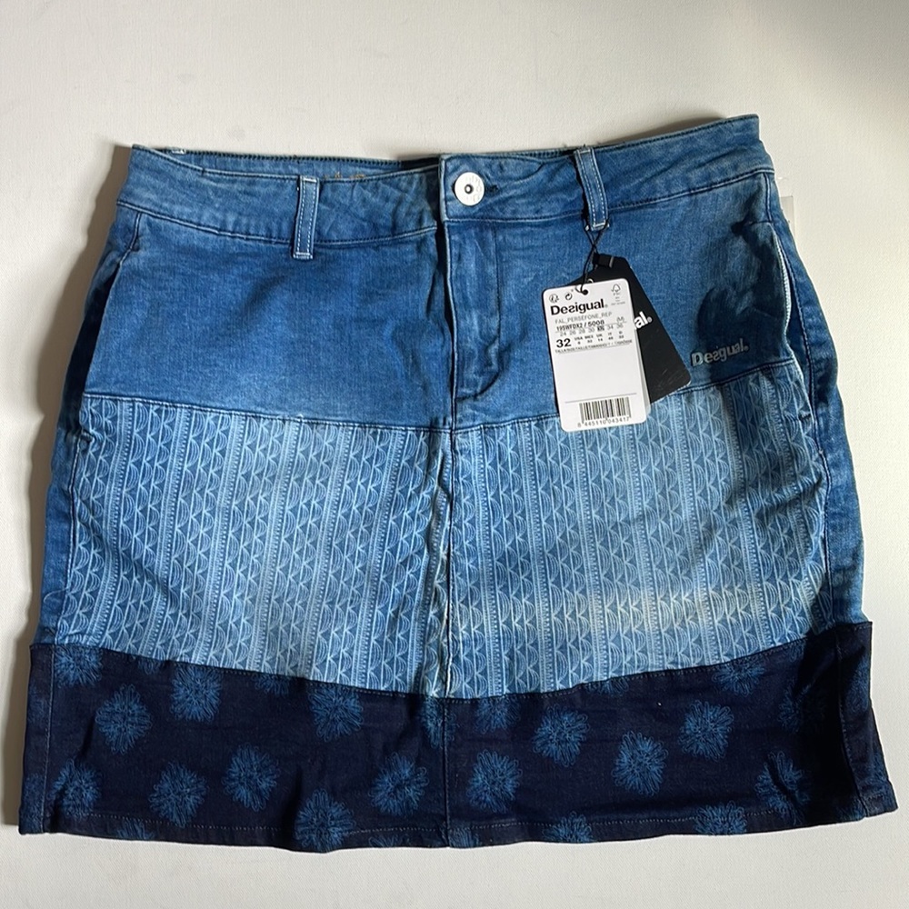 Desigual Exotic Jean Mini Skirt | blue | size 32 (size 8)